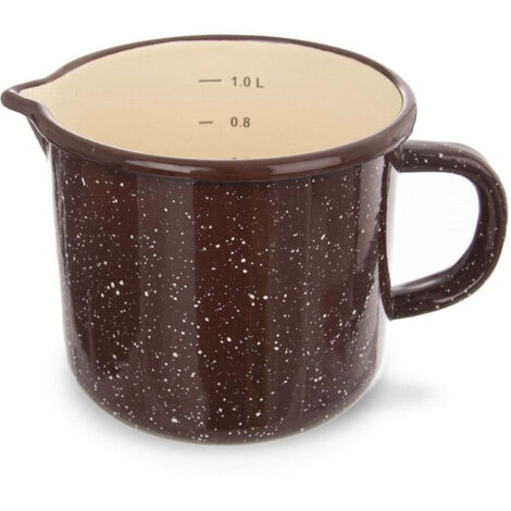 Tazza smaltata con misurino, brocca marrone con bilancia da cucina, 1,2 L (1/3)