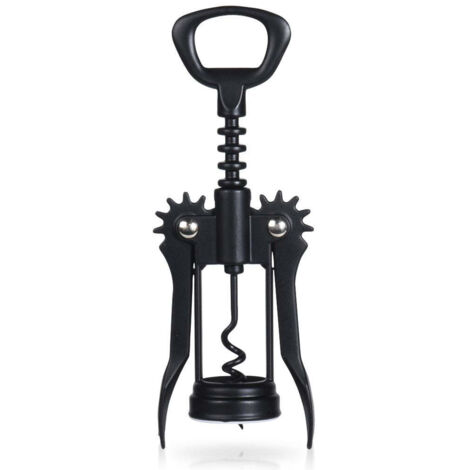 Cavatappi per vino, in metallo, nero, apribottiglie alato, 16 cm (1/5)