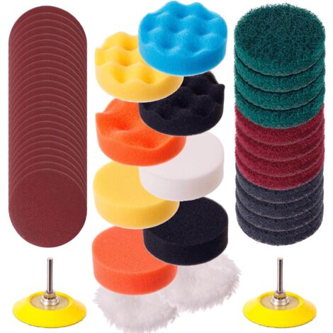 SET DI DISCHI IN SPUGNA LUCIDABILI CON VELCRO DA 75 MM, 50 PEZZI PER CACCIAVITE
