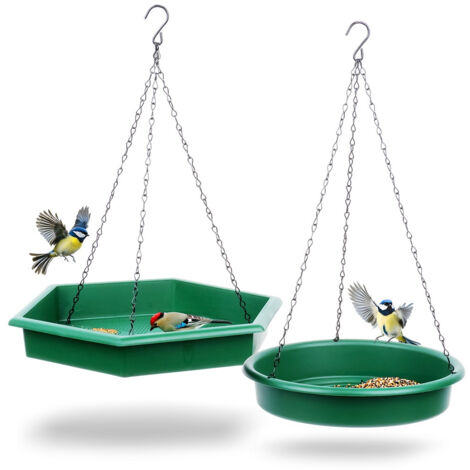 Mangiatoia per uccelli con abbeveratoio, mangiatoia da giardino sospesa, 2 pezzi