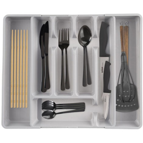 INSERTO PORTAPOSATE PER ORGANIZZATORE DA CUCINA ESTENSIBILE A CASSETTO, GRIGIO 36,5 CM