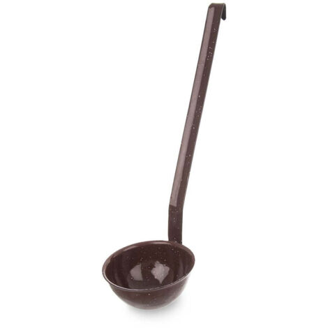 Mestolo smaltato, mestolo marrone, cucchiaio tradizionale per zuppa, salsa, 170 ml (1/4)