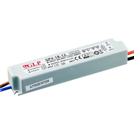 Alimentatore switching ermetico 18W IP67 GPV-18 DC 12V 1.5A