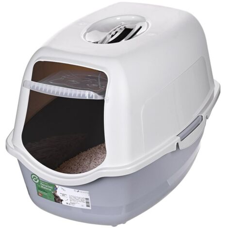 Lettiera per gatti grande e chiusa, adatta a lettiere XL, con filtro, colore grigio DIAMENTIQ (1/5)