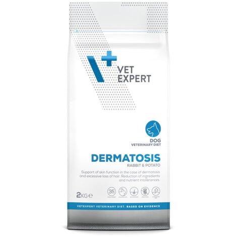 Cibo secco per cani Vet Expert Dermatosis con coniglio, confezione da 2 kg, per pelo e pelle. (1/4)