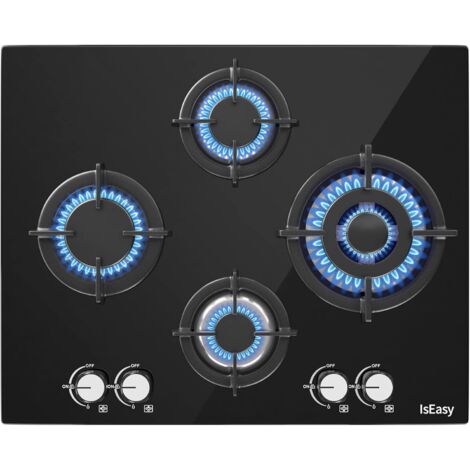 Piano Cottura a Gas, piano cottura a gas con 4 fuochi a gas, cucina da incasso, gas metano/propano (4 fuochi)