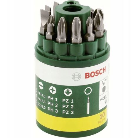Bosch 2607019454 Barattolo Inserti Avvitamento, 10 Pezzi, PH-PZ-Taglio