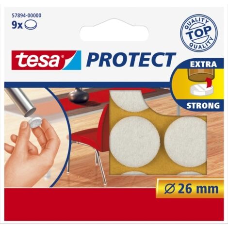 TESA PROTECT - FELTRINI ADESIVI, DIAMETRO 26 MM, CONFEZIONE DA 9 PEZZI, COLORE: BIANCO (1/3)