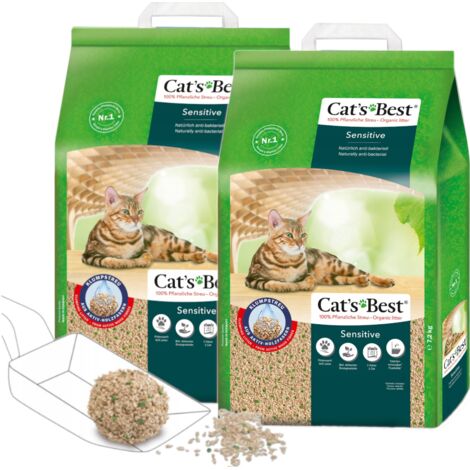 Lettiera per gatti in legno antibatterica Cat's Best Sensitive per lettiera da 2x20L