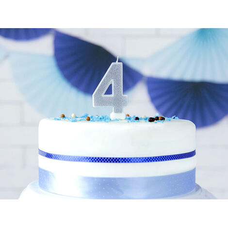 Candela numero 4 argento, 1 pz. (1/3)