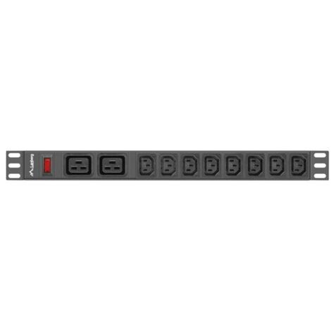 Multipresa Lanberg per rack 1U 16A PDU 19" 2x C19, 8x IEC C13 2m Nero C20 (1/3)
