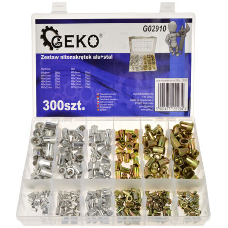 Set di dadi a rivetto in alluminio + acciaio 300 pezzi (20) (1/4)