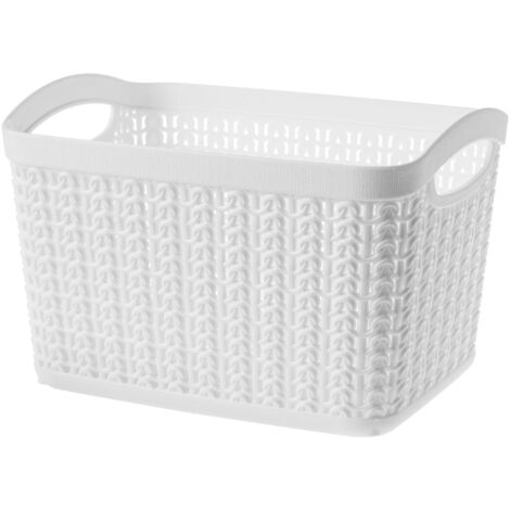 Cestino organizer rettangolare Willow 3,3 l bianco traforato con motivo a maglia (1/5)