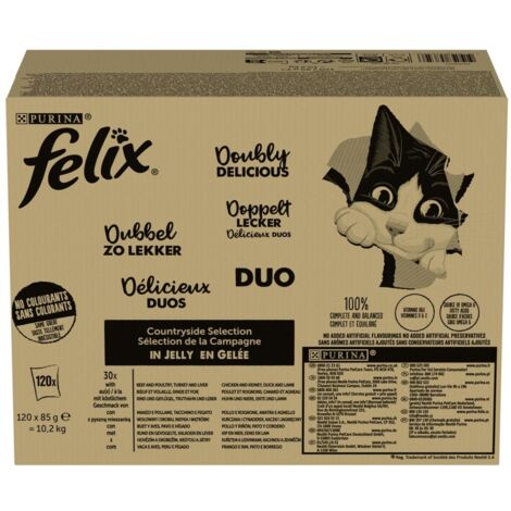 Felix Countryside Selection Alimento per gatti adulti in gelatina 10,2 kg (120 x 85 g)