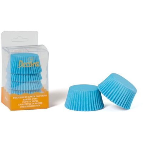 Pirottini di carta per cupcake, azzurri, 50x32 mm, decora, 75 pezzi (1/2)
