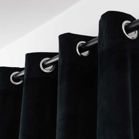 TENDA IN VELLUTO NERO CON OCCHIELLI 140x250 (1/4)