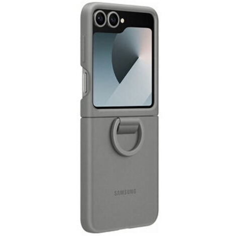 Custodia in silicone grigio/grigio con anello per Samsung EF-PF741TJEGWW Z Flip6 F741 (1/5)