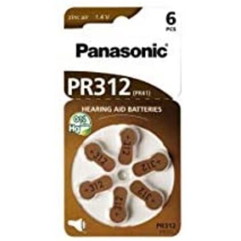Batterie a Bottone per Protesi Acustiche PR312 PR41, 6pz (1/2)