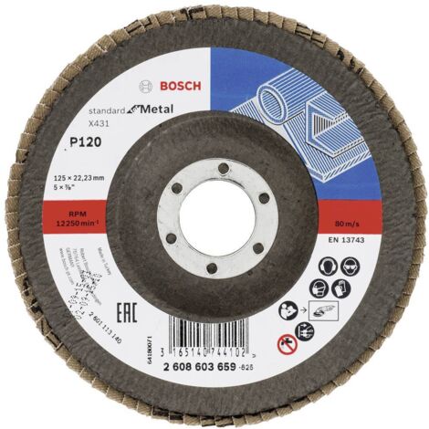 Disco lamellare Bosch 125mm X431 P120 standard PER metallo convesso (1/2)