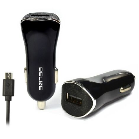 Caricabatterie da auto Beline 1xUSB + microUSB 1A nero (1/2)