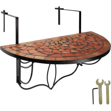 Tavolino da balcone con decorazione a mosaico, a ribalta 75 x 65 x 62 cm - Tavolino da balcone, tavolino pieghevole, tavolino (1/5)