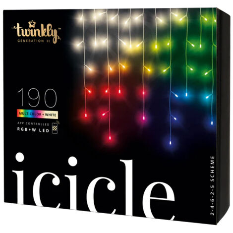 Twinkly Icicle Special Edition Tenda 190 Led multicolore RGB+W con Cavo Trasparente (1/10)