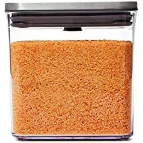 OXO Steel Contenitore Alimentare POP, Grande, Sezione Quadrata, Altezza Ridotta, 2.6 l (1/5)