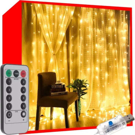 Luci natalizie per albero di Natale, ghirlanda luminosa a tenda con 300 LED, effetto stalattite per esterni + telecomando (1/5)
