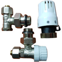 Gruppo termostatico angolare (mandata, ritorno, testa), attacco PEX
