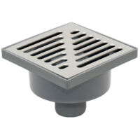 Griglia di scarico fognario, griglia in acciaio inox, 150x150 mm, scarico verso il basso