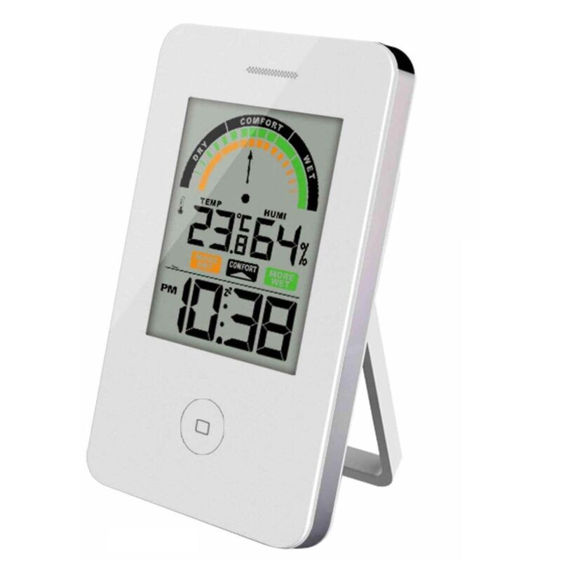 Emos Termometro Digitale Con Igrometro E0114 | Orologio Retroilluminato LED, Allarme Snooze, Max/Min Temperatura