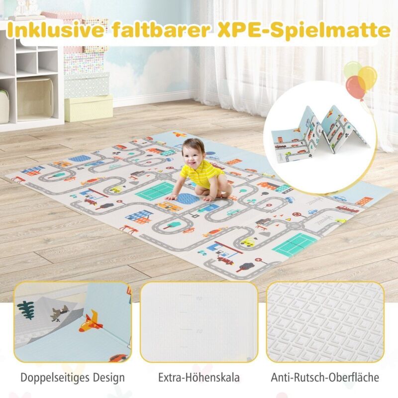 Box Bambini 200x180cm Con Materassino - Recinto Giochi, Pallaio, Portatile, Grigio