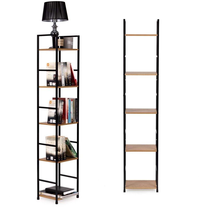 BDW Scaffale Vintage - Scaffale Stile Industriale - Scaffale Moderno Loft in Metallo con 6 Ripiani - Scaffale da Parete Stile Industriale - 192x70x32cm - Bianco/Rovere Sonoma