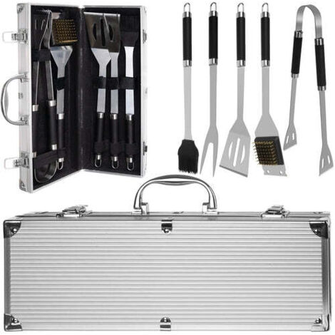Set Accessori Barbecue Extra Lunghi - Spatola, Forchetta, Pinza 7in1, Acciaio Inox, Con Apribottiglie - Foto 6