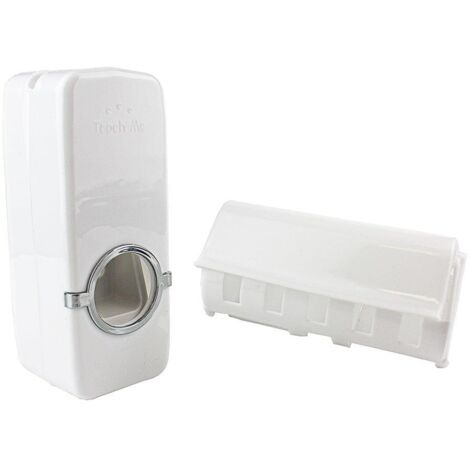DISPENSER DENTIFRICIO PORTA Spazzolino Da Muro Automatico Adesivo Bagno