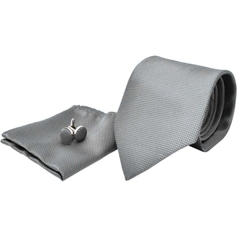 Set Cravatta E Fazzoletto Da Taschino Uomo – Tinta Unita Blu Ardesia E Grigio, Larghezza 8.3 Cm, Microfibra