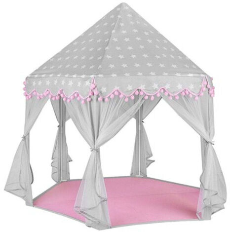 Tenda Bambini Princesse - Rosa E Bianco, 140x260 Cm, Poliestere, Con Nastro Argentato, 8 Occhielli - Foto 8