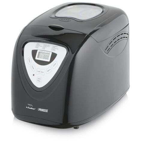 Princess Macchina Per Il Pane Black, 600 Watt, Grande Capienza 0.9 Kg, 15 Programmi Di Cottura, Modalità Senza Glutine, Ottima Per Intolleranze, Allergie O Diete Speciali, Cuoci Pane E Dolci, Nero