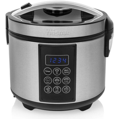 Tristar RK-6138 Vaporiera con display , Funzione cucina riso, Rivestimento antiaderente, con misurino, Funzione timer A
