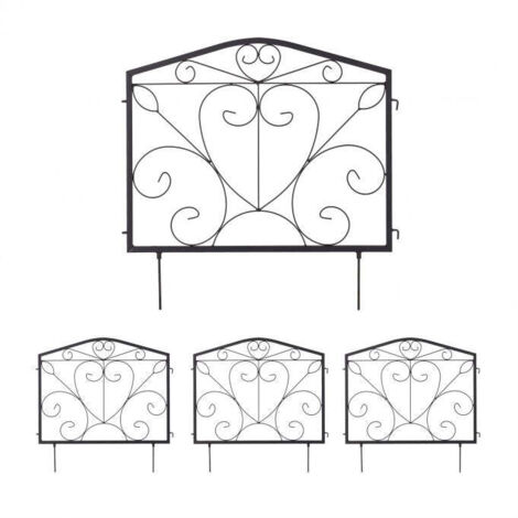 Recinzione Giardino In Metallo 80 Cm - Set Di 5 Pannelli Neri, Maglia Fitta, Modulare