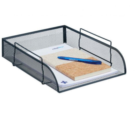 Portadocumenti Da Scrivania Delifox In Metallo A 5 Scomparti - Rete Nera, 28x19x28 Cm, Organizzatore Per Ufficio E Casa - Confezione Da 2