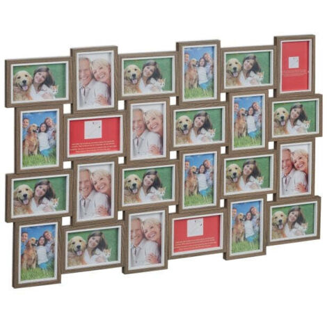 JM-Deco Cornice Portafoto A Parete "Fun Laughter Love" - Set Multiplo Con 7 Spazi Per Foto
