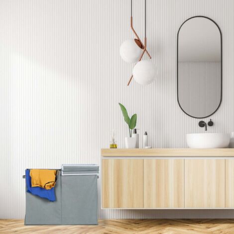 Saedy Cesto Portabiancheria Grigio Con Manico – Confezione Da 6 Ceste Per Bagno E Ordine | Contenitori In PP Con Design Scavato - 4