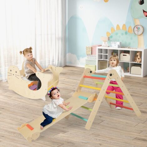 RELAX4LIFE 4 in 1 Centro Attività per Bambini, Parco Giochi con Scivolo