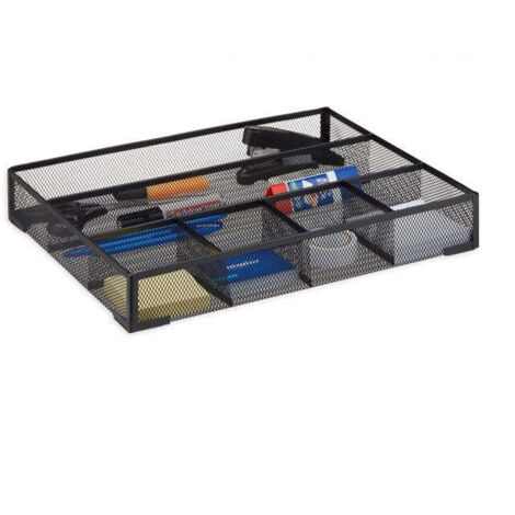 Organizer da Scrivania, Portapenne e Portadocumenti, 12 Scomparti, HLP: 34,5 x 25 x 32 cm, in MDF, Nero, Relaxdays | Leroy Merlin