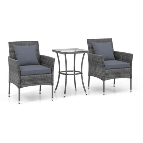 Set Di Mobili da Giardino Salotto Salottino in Rattan 4 Posti con Tavolino Ripiano In Vetro 2 Poltrone e Divano 2 Posti Giardino Esterno Piscina Nero | Leroy Merlin