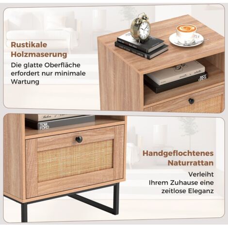 HOMCOM Comodino Moderno con Cassetto e Ripiano Inferiore Portaoggetti, in MDF, 40x40x48 cm, color Legno|Aosom
