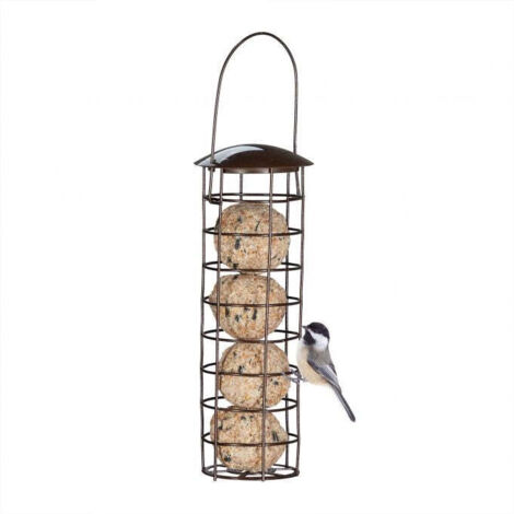 Mangiatoia Per Uccelli Mary Con Ombrello | Porta Gnocchi Cinciallegra In Metallo Rustico 36 Cm | Decorazione Da Giardino