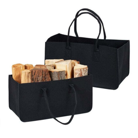 FIREFIX 825/F3 Borsa per Legna da ardere in Feltro (Antracite) con Manici, Rivestita in Iuta, 560 x 420 x 370 mm (Larghezza x profondità x Altezza