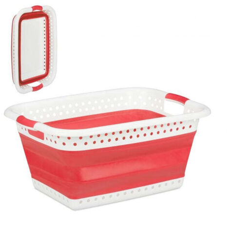 Cesto Portabiancheria Pieghevole 38L - Grigio/Bianco, Con Manico Silicone, Salvaspazio